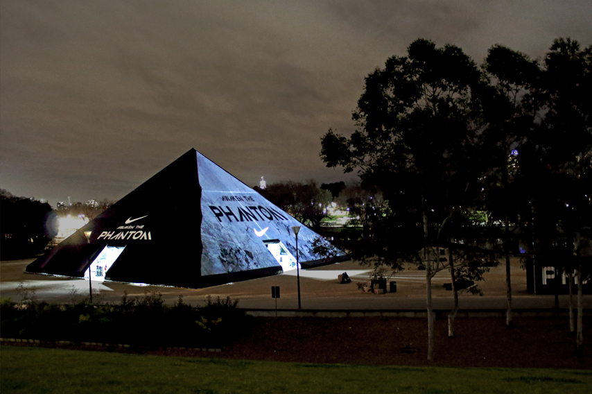 3D Mapping Video Projection of nike brand on tent
